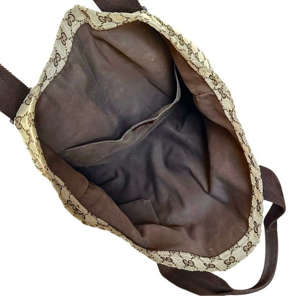 Gucci Vintage GG Canvas Tan & Brown Tote Bag - Picture 9 of 11
